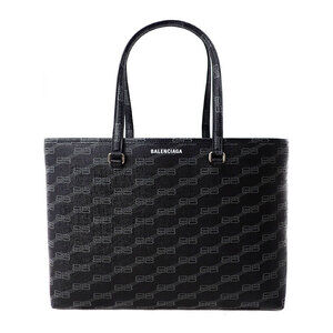 BALENCIAGA Monogram Signature Shopper Bag Tote